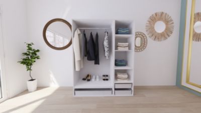 Dressing blanc 3 paniers GoodHome Atomia H. 187,5 x L. 150 x P. 58 cm