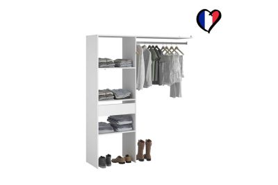 Dressing blanc 3 étagères 1 tiroir penderie 160 x 40 x 180 cm ELYSEE