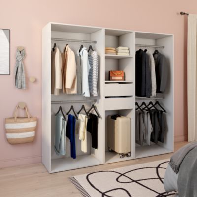 Dressing blanc 4 penderies et 2 tiroirs GoodHome Atomia H. 187,5 x L. 200 x P. 45 cm