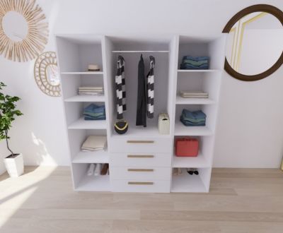 Dressing blanc 4 tiroirs GoodHome Atomia H. 187,5 x L. 175 x P. 58 cm