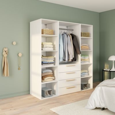 Dressing blanc 4 tiroirs GoodHome Atomia H. 187,5 x L. 175 x P. 58 cm