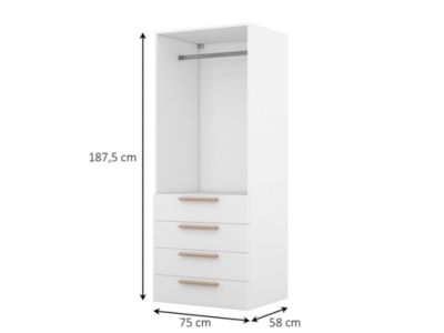Dressing blanc 4 tiroirs GoodHome Atomia H. 187,5 x L. 75 x P. 58 cm