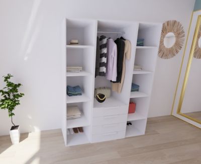 Dressing blanc 4 tiroirs GoodHome Atomia H. 225 x L. 175 x P. 58 cm