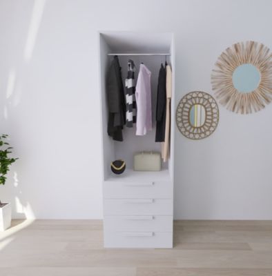 Dressing blanc 4 tiroirs GoodHome Atomia H. 225 x L. 75 x P. 58 cm