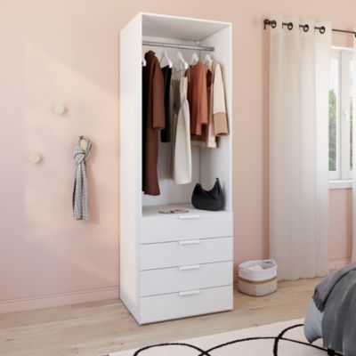 Dressing blanc 4 tiroirs GoodHome Atomia H. 225 x L. 75 x P. 58 cm