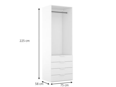 Dressing blanc 4 tiroirs GoodHome Atomia H. 225 x L. 75 x P. 58 cm