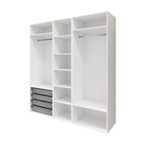 Dressing blanc 6 tablettes 4 paniers GoodHome Atomia H. 225 x L. 200 x P. 58 cm