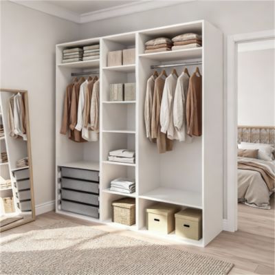 Dressing blanc 6 tablettes 4 paniers GoodHome Atomia H. 225 x L. 200 x P. 58 cm