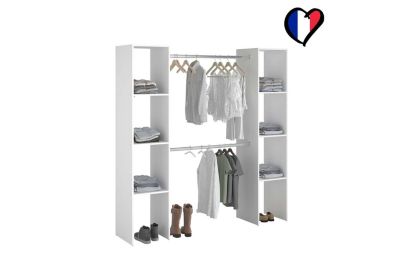 Dressing blanc 6 étagères 2 penderies 180 x 40 x 180 cm ELYSEE