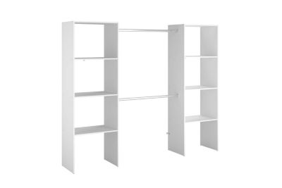 Dressing blanc 6 étagères 2 penderies 220 x 40 x 180 cm ELYSEE
