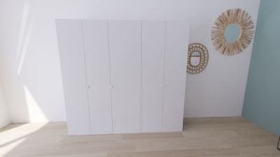 Dressing blanc avec porte 4 penderies et 2 tiroirs GoodHome Atomia H. 187,5 x L. 200 x P. 45 cm
