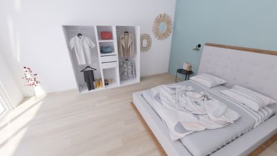 Dressing blanc avec porte 4 penderies et 2 tiroirs GoodHome Atomia H. 187,5 x L. 200 x P. 45 cm