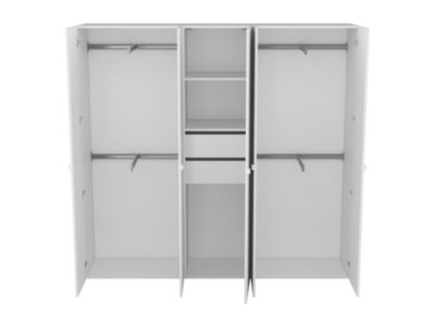 Dressing blanc avec porte 4 penderies et 2 tiroirs GoodHome Atomia H. 187,5 x L. 200 x P. 45 cm