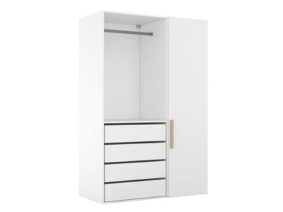 Dressing blanc avec porte 4 tiroirs GoodHome Atomia H. 187,5 x L. 125 x P. 58 cm