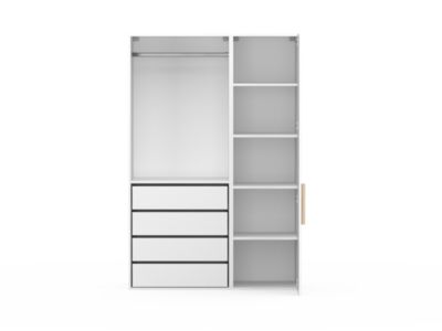 Dressing blanc avec porte 4 tiroirs GoodHome Atomia H. 187,5 x L. 125 x P. 58 cm