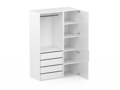 Dressing blanc avec porte 4 tiroirs GoodHome Atomia H. 187,5 x L. 125 x P. 58 cm