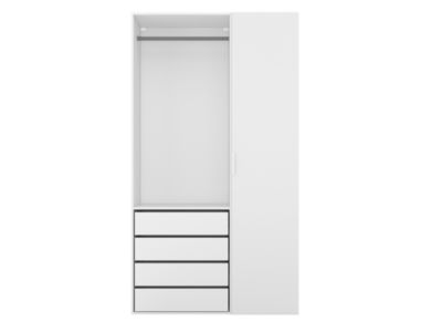 Dressing blanc avec porte et 4 tiroirs GoodHome Atomia H. 225 x L. 125 x P. 58 cm