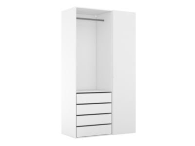 Dressing blanc avec porte et 4 tiroirs GoodHome Atomia H. 225 x L. 125 x P. 58 cm