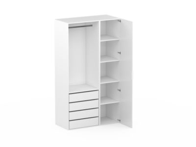 Dressing blanc avec porte et 4 tiroirs GoodHome Atomia H. 225 x L. 125 x P. 58 cm