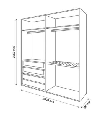 Dressing blanc avec porte-pantalons GoodHome Atomia H. 225 x L. 200 x P. 58 cm