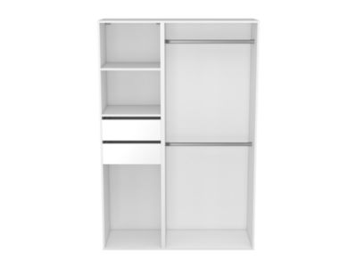 Dressing blanc double penderie 2 tiroirs GoodHome Atomia H. 187,5 x L. 125 x P. 45 cm