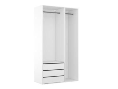 Dressing blanc double penderie 3 tiroirs GoodHome Atomia H. 225 x L. 125 x P. 58 cm