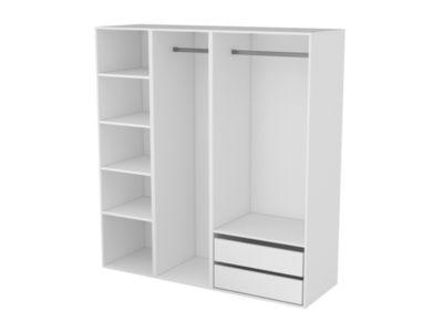 Dressing blanc double penderies et 2 tiroirs GoodHome Atomia H. 187,5 x L. 175 x P. 58 cm