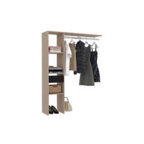 Dressing bois avec 3 étagères, 1 tiroir et une penderie : 138 x 40 x 180 cm - ELYSEE