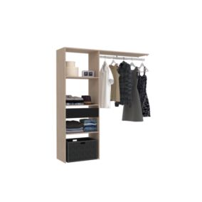 Dressing bois avec 3 étagères, 1 tiroir et une penderie : 160 x 40 x 180 cm - ELYSEE