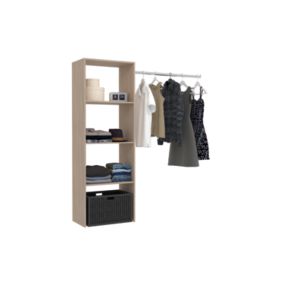 Dressing bois avec 3 étagères et une penderie : 160 x 40 x 180 cm - ELYSEE