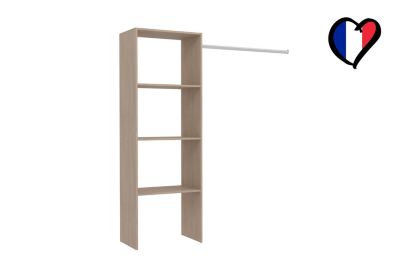 Dressing bois avec 3 étagères et une penderie : 160 x 40 x 180 cm ELYSEE
