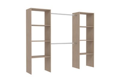 Dressing bois avec 6 étagères, 2 penderies : 220 x 40 x 180 cm ELYSEE