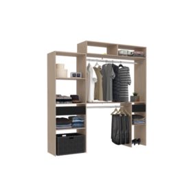 Dressing bois extensible avec 2 penderies, 4 étagères et 1 tiroir - ELYSEE