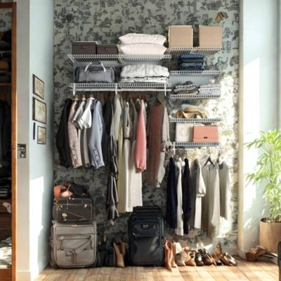Dressing crémaillère - Étagère mural industriel - Modulable - Blanc - 40 pièces - 1,81x1,22M