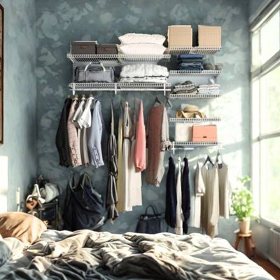 Dressing crémaillère - Étagère mural industriel - Modulable - Blanc - 40 pièces - 1,81x1,22M