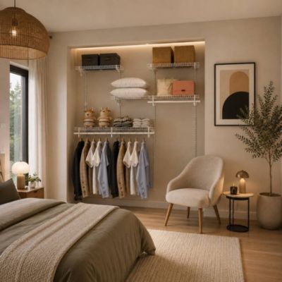 Dressing crémaillère - Étagère mural industriel - Modulables - Blanc - 36 pièces - 1,88x1,22M