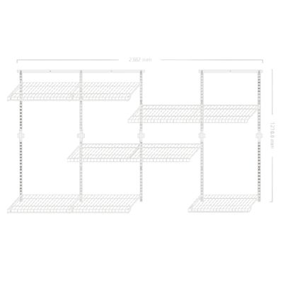 Dressing crémaillère - Étagère mural industriel - Modulables - Blanc - 47 pièces - 2,38x1,22M
