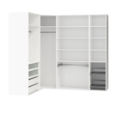 Dressing d'angle avec tiroirs et portes chaussures blanc GoodHome Atomia H. 225 x P. 58 cm