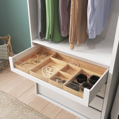 Dressing d'angle avec tiroirs et portes chaussures blanc GoodHome Atomia H. 225 x P. 58 cm