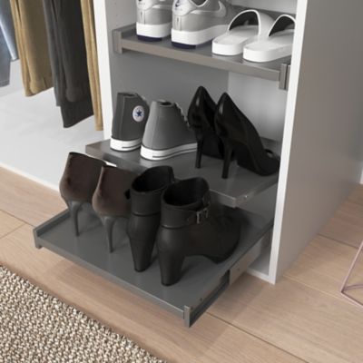 Dressing d'angle avec tiroirs et portes chaussures blanc GoodHome Atomia H. 225 x P. 58 cm