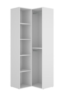 Dressing d'angle et fond d'arrière réversible coloris chêne naturel, blanc  - Longueur 84 x Profondeur 84 x Hauteur 205 cm