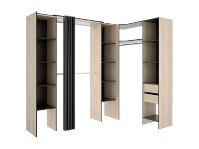 Dressing d'angle extensible DORIAN - L164/234 cm - Chêne et anthracite
