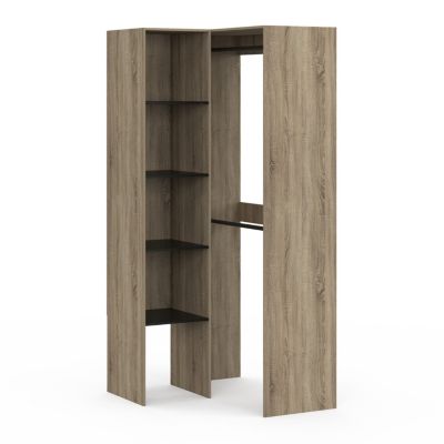 Armoire D'Angle Relaxdays Noire - 170x130x41 Cm, 2 Tringles + 12 Étagères, Idéale Pour Petite Chambre Ou Couloir