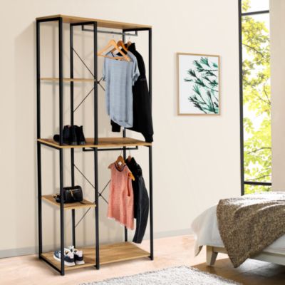 Dressing double penderie étagères L. 90 cm DETROIT design industriel