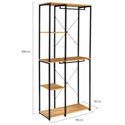 Dressing double penderie étagères L. 90 cm DETROIT design industriel