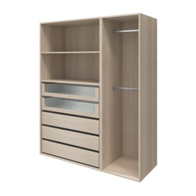 Dressing effet chêne 2 tablettes 5 tiroirs GoodHome Atomia H. 187,5 x L. 150 x P. 58 cm