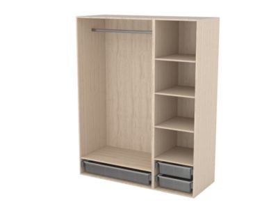 Dressing effet chêne 3 paniers GoodHome Atomia H. 187,5 x L. 150 x P. 58 cm