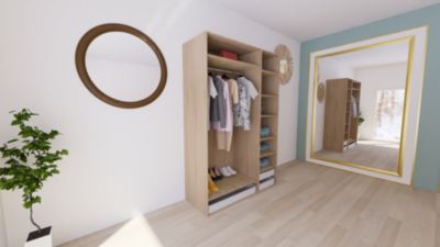 Dressing effet chêne 3 paniers GoodHome Atomia H. 225 x L. 150 x P. 58 cm