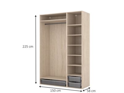 Dressing effet chêne 3 paniers GoodHome Atomia H. 225 x L. 150 x P. 58 cm