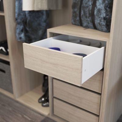 Dressing effet chêne 4 tablettes 4 tiroirs GoodHome Atomia H. 225 x L. 150 x P. 58 cm